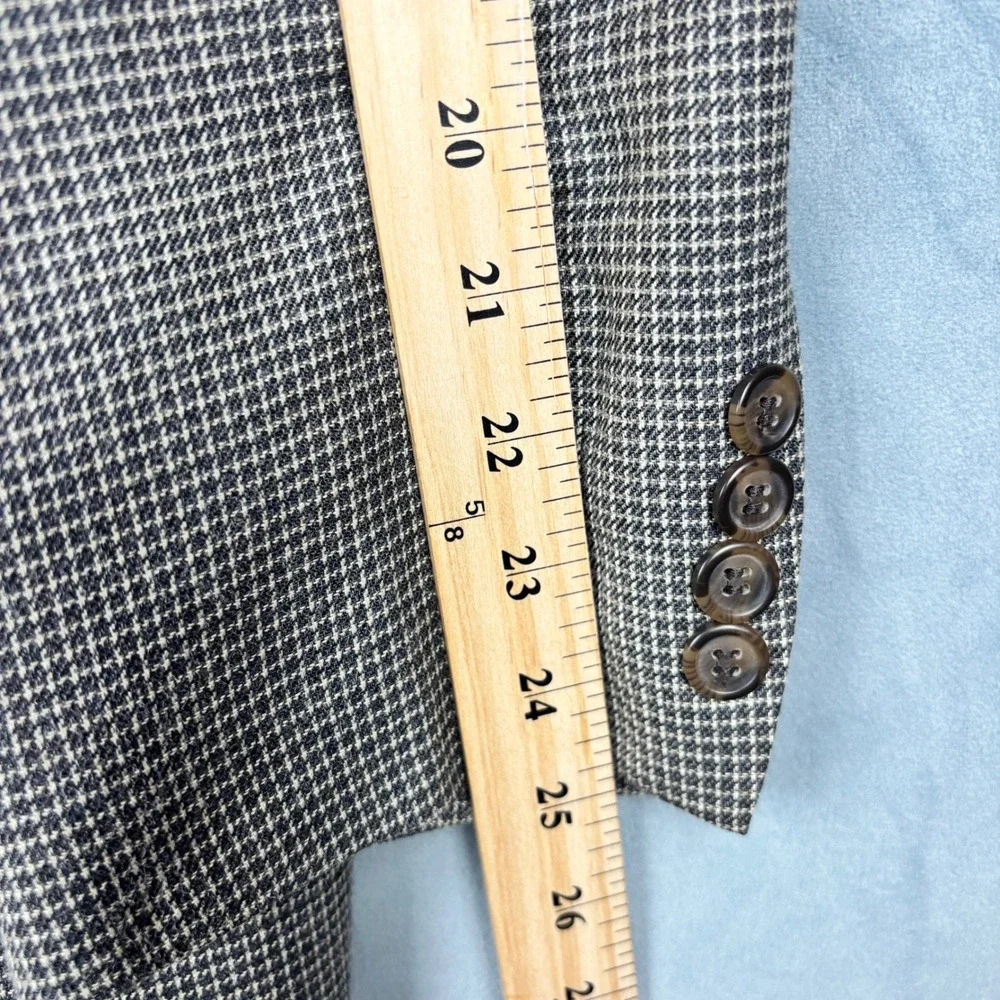 Chaps Ralph Lauren Silk Wool Houndstooth Sport Coat Blazer 42R Brown Tan